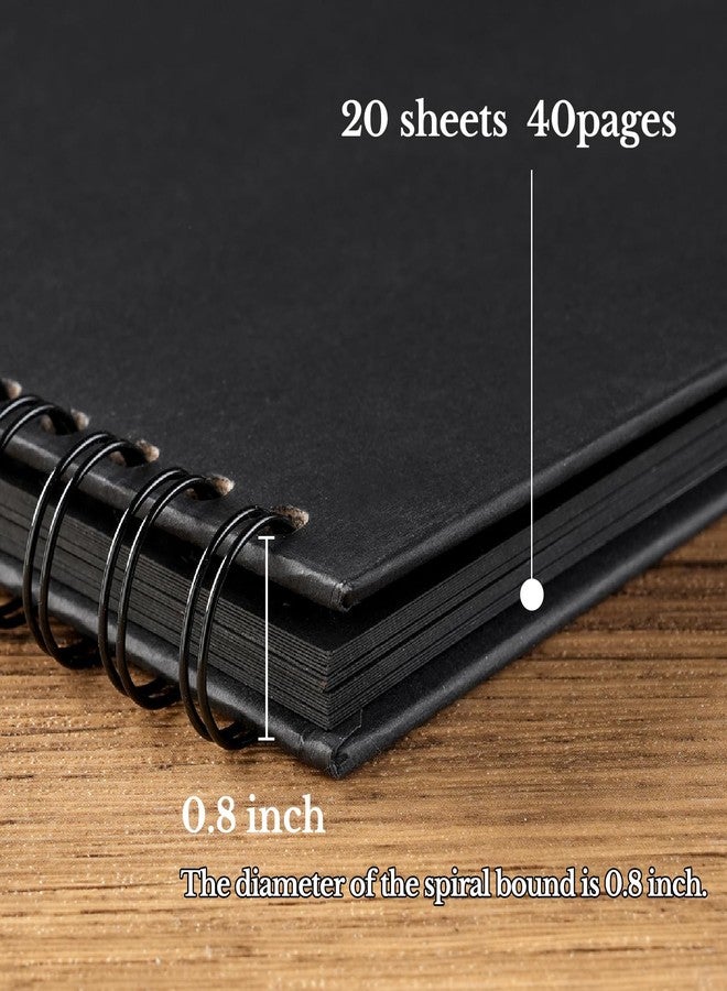 potricher 7 x 7 Inch DIY Scrapbook Album 40 Pages Hardcover Kraft Paper Scrap Book Photo Albums Memory Book for Wedding and Anniversary Family (Black, 7 Inch) - Image 4